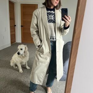 Cream Leather Trench Coat